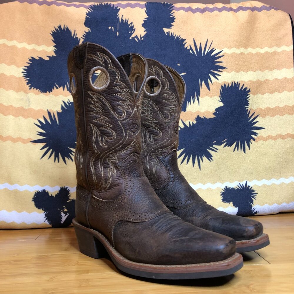 Ariat Men's 7.5 Womens 9 Western Square Toe Boots Leather Comfort Like New